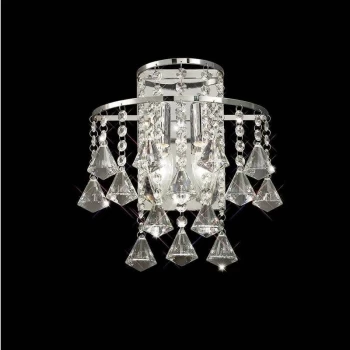 Image of Inina wall light with switch 2 Bulbs polished chrome / crystal