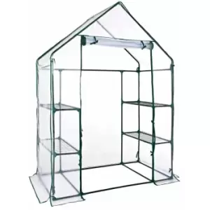 image of 10739 Walk-In Greenhouse / 4 Sturdy Mesh Shelves For Plants / UV Resistant & Tear Resistant Transparent PVC Cover / Strong Powder Coated Steel Frame