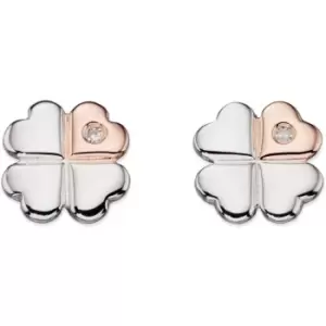 Childrens D For Diamond Sterling Silver Cloverleaf Stud Earrings