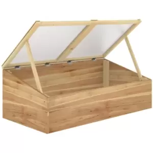 Image of Outsunny Wood Cold Frame Greenhouse Garden Polycarbonate Grow House Natural