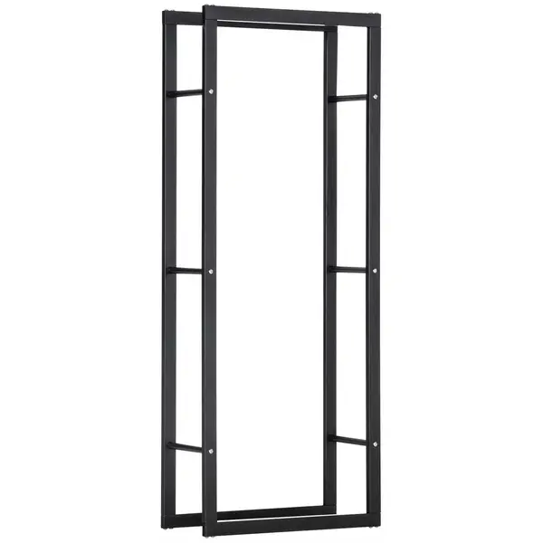 Image of HOMCOM 150cm Metal Firewood Log Holder Rack Elevated Design, Base Side Rails Black