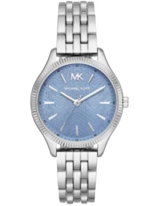 Image of Michael Kors Ladies Lexington Stainless Steel Blue Dial Bracelet...