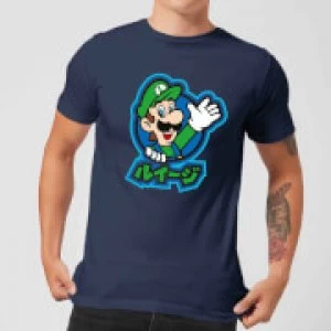 Image of Nintendo Super Mario Luigi Kanji Mens T-Shirt - Navy - L
