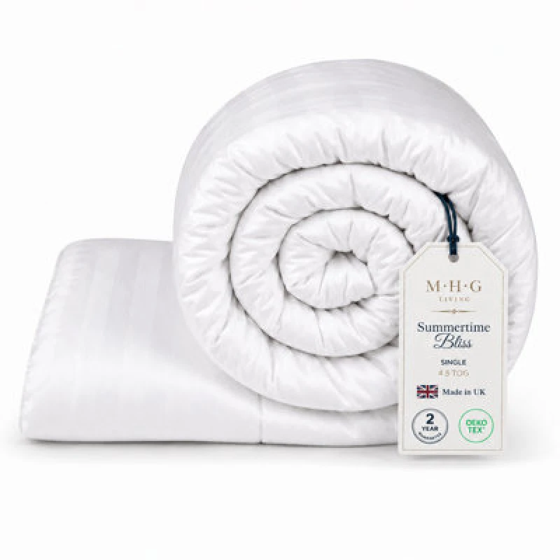 Image of MHG Living 4.5 Tog Summer Duvet - Lightweight Striped Microfibre Duvet, Breathable & Hypoallergenic