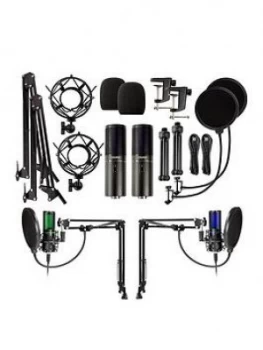 image of Strmd USB Podcast Super Kit, Two USB Cardioid Microphones, Shock Mounts, Scissor Stands & Pop Filters