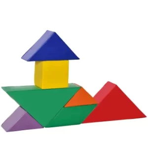 Image of Homcom 7 Piece Kids Soft Foam Play Blocks Puzzle, Multi