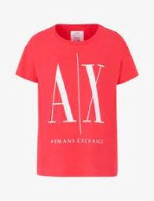 Image of Armani Exchange Logo T-Shirt Red Size S Women