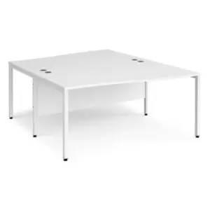 image of Office Desk 2 Person Wave Desk 1600mm White Tops With White Frames Maestro 25