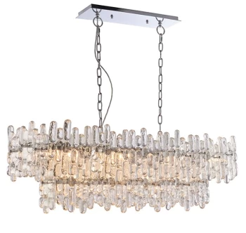 Image of Maya Pendant Chrome Effect Plate & Clear Glass 12 Light Dimmable IP20 - E14