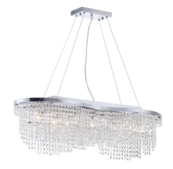 image of Toils Ceiling Pendant Light Nickel & Crystal, 7 Light, E14