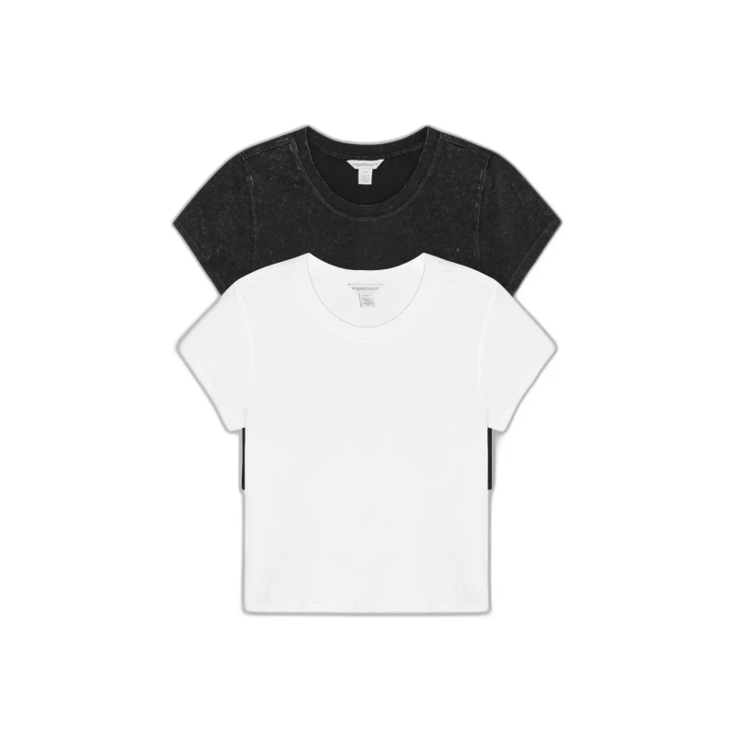 Image of Organic Basics Womens T-Shirts Organic Basics Core Baby (x2) Noir Female L