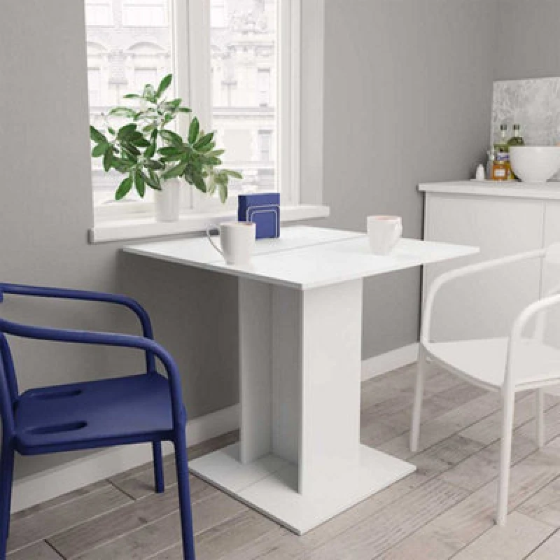 Image of vidaXL Dining Table White Engineered Wood Home Dining Room Table Furniture