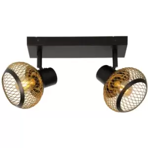 Image of Lucide LUCAS - Twin Ceiling Spotlight - 2xE14 - Matt Gold, Brass