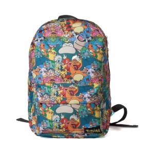 image of Pokemon - All-Over Characters Print Adjustable Shoulder Straps Backpack - Multi-Colour