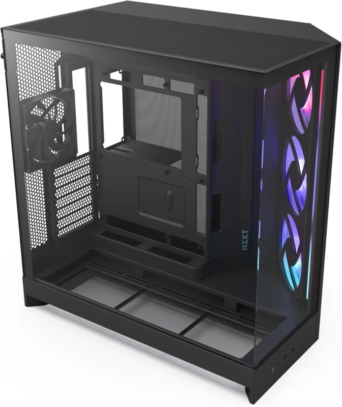 Image of NZXT H9 Air Flow (2025) Large Dual-Chamber Black RGB Mid Tower Case - CM-H92FB-R1