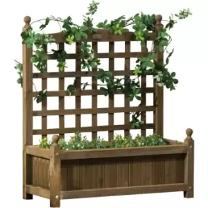 image of Outsunny - Raised Garden Bed with Trellis Garden Planters Indoor Outdoor Brown - Brown