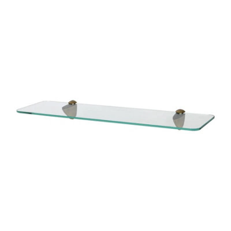 Image of Harbour Housewares Rounded Floating Glass Shelf - 50Cm - Gold Brackets - Bathroom Shower Storage Vanity Display Unit Shelf