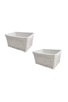 Image of Set Of 2 Big Huge Deep Fireplace Log Storage Basket 58 x 43 x 32 cm
