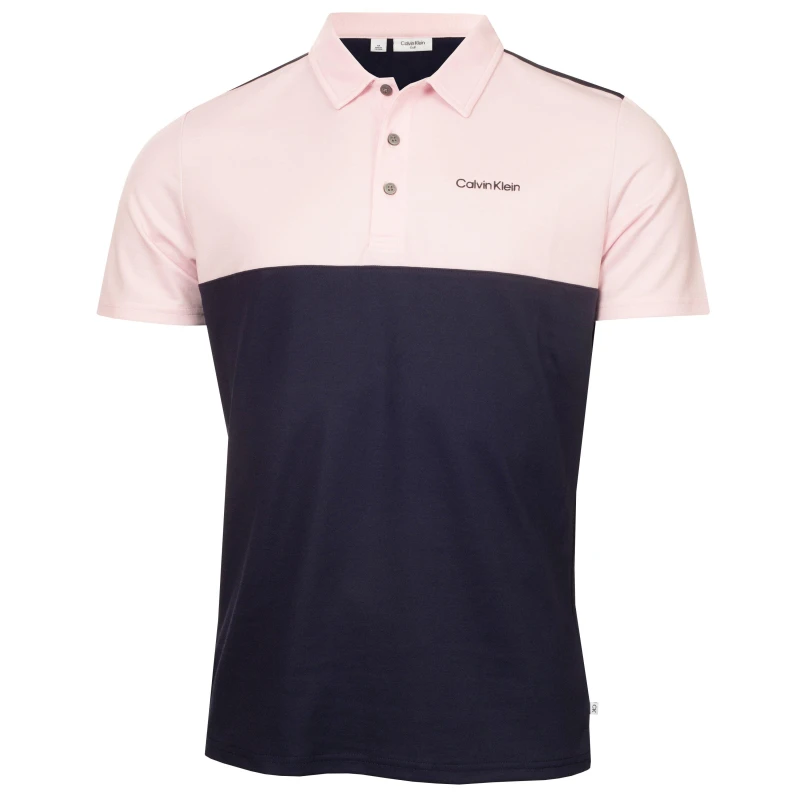 Image of Calvin Klein Golf Mens Jc Block Short Sleeve Performance Polo Shirt Nvy-Pnk male Small