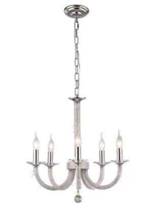 Image of Elena Ceiling Pendant Chandelier 5 Light Polished Chrome, Crystal