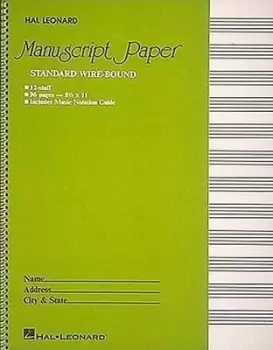 Image of Standard Wirebound Manuscript Paper (Green Cover) by Hal Leonard Corp