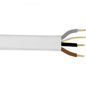 Image of Zexum White 1.5mm 16A Brown Black Grey Three Core and Earth 6243B Flat LSZH Low Smoke Zero Halogen Harmonised Lighting Power Cable - 1 Meter