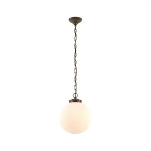 Image of 1 Light Pendant Globe Matt Opal Duplex Glass, Dark Antique Bronze Plate, E27