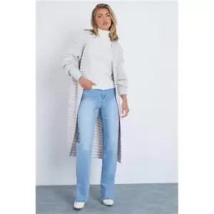 Image of I Saw It First Blue Maxi Length Oversized Striped Cardigan - Blue