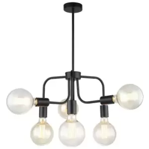 Image of Netlighting Industrial and Retro Hanging Pendant Black 6 Light, E27