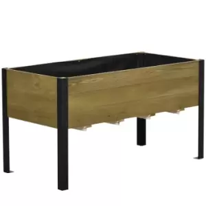 Image of Outsunny Raised Garden Bed Elevated Wooden Planter Box With Metal Legs - Brown