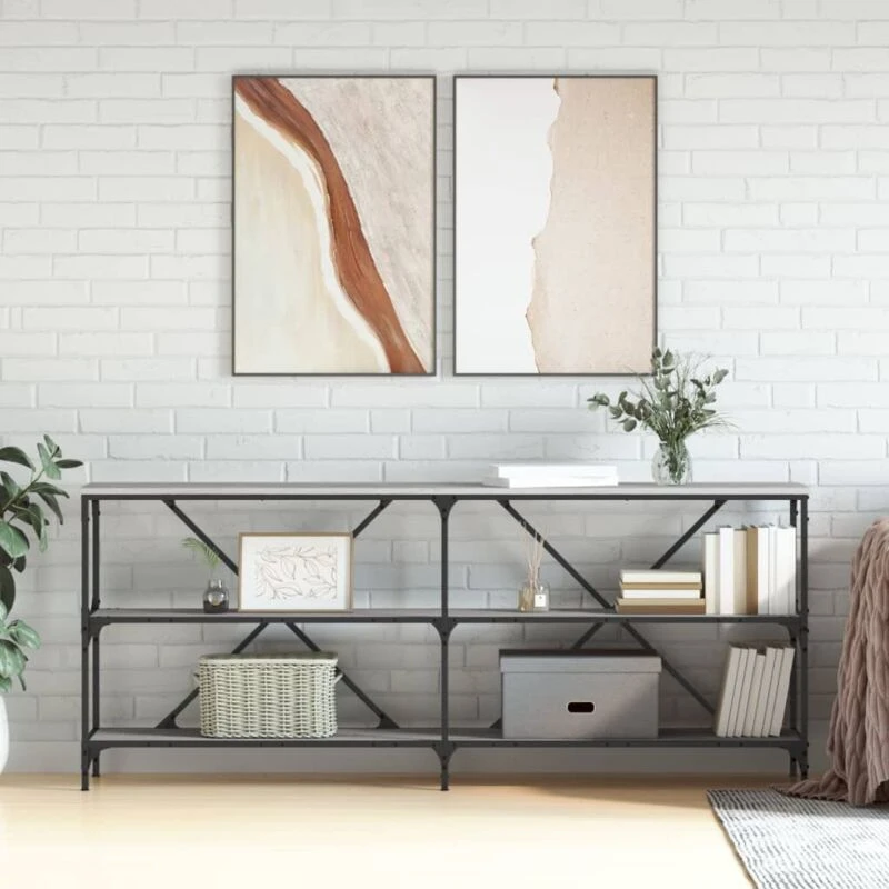 Image of Vidaxl Console Table Grey Sonoma 180X30X75cm Engineered Wood And Iron, Grey 832856