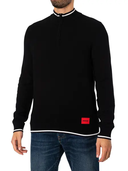 Image of HUGO Saikk 1/4 Zip Knit Black XL