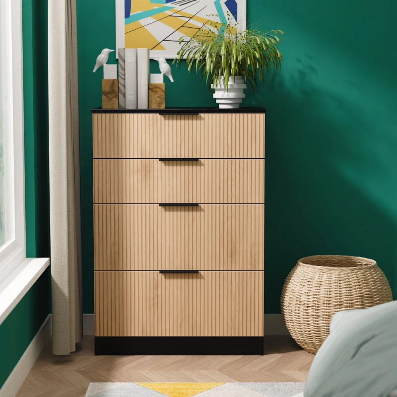Image of Welcome Furniture Ready Assembled Java 4 Drawer Deep Chest, Black JAV050SEBK