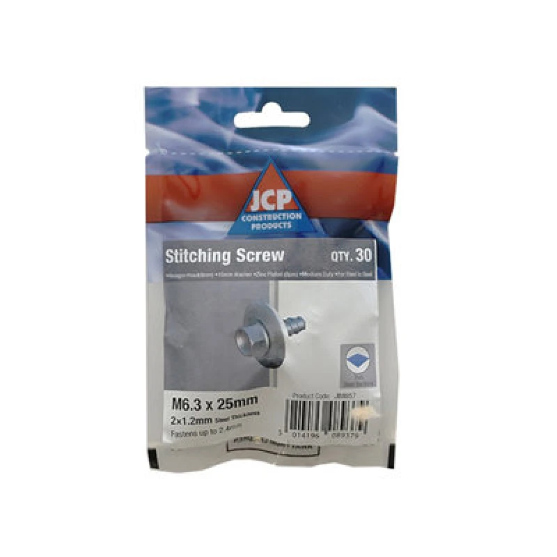 Image of Jcp Fixings Metalfix Stitching Screws 16mm Washer Din 7504K Bzp - Fjjbss63025W16