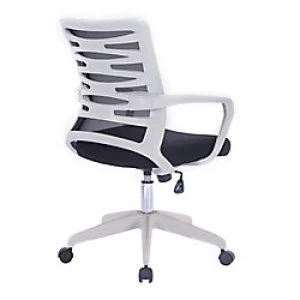Image of Nautilus Designs Ltd. Designer Mesh Armchair with White Frame and Detailed Back Panelling Blue