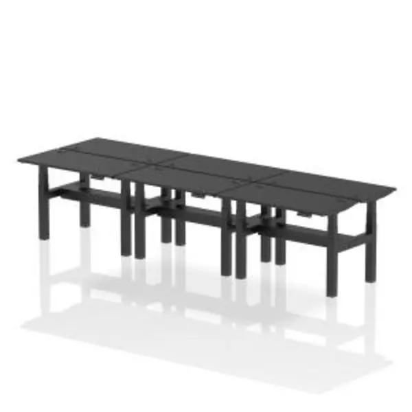Image of Air Back-to-Back 1200 x 600mm Height Adjustable 6 Person Bench Desk DYNHA02838