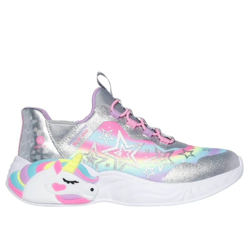Image of Skechers Kids Slip-Ins Trainers: Unicorn Dreams Starry Lite silver-coloured Baby 31 (12.5 to 13);32 (13.5);33 (1);34 (2);35 (2.5 to 3)
