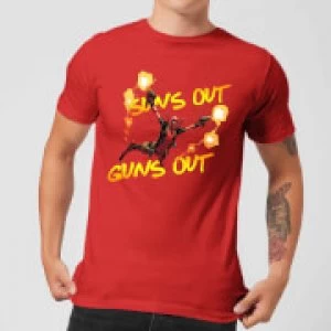 Image of Marvel Deadpool Suns Out Guns Out Mens T-Shirt - Red - L