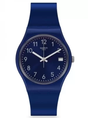 Image of Swatch Silver In Blue Navy Rubber Strap Watch GN416