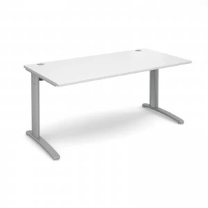 image of TR10 Straight Desk 1600mm x 800mm - Silver Frame White Top