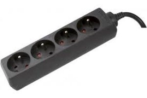 image of 4m Black Eu Schuko 4 Way Power Strip