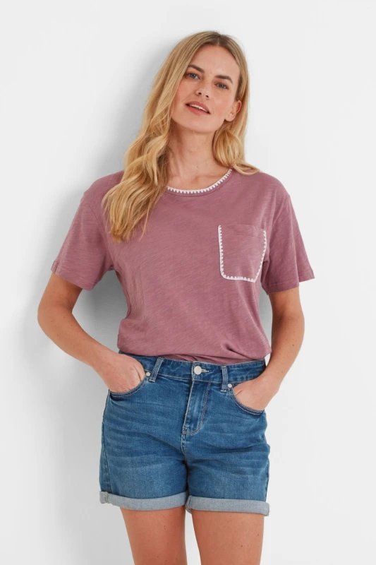 Image of TOG24 Womens 'Liana' 100% Cotton Supersoft T-Shirt in Mauve Size: 10 Mauve Female 10