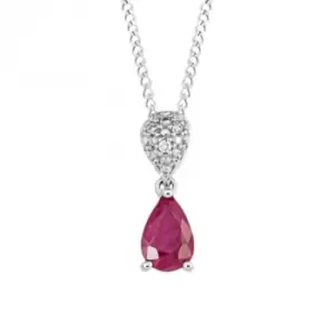 image of Ruby and Diamond White Gold Droplet Pendant GP2303R