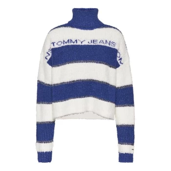 image of Tommy Jeans Stripe Turtle Knit Jumper - Court Blue