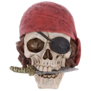 Image of Gothic Pirate Skull Decoration with Head Scarf
