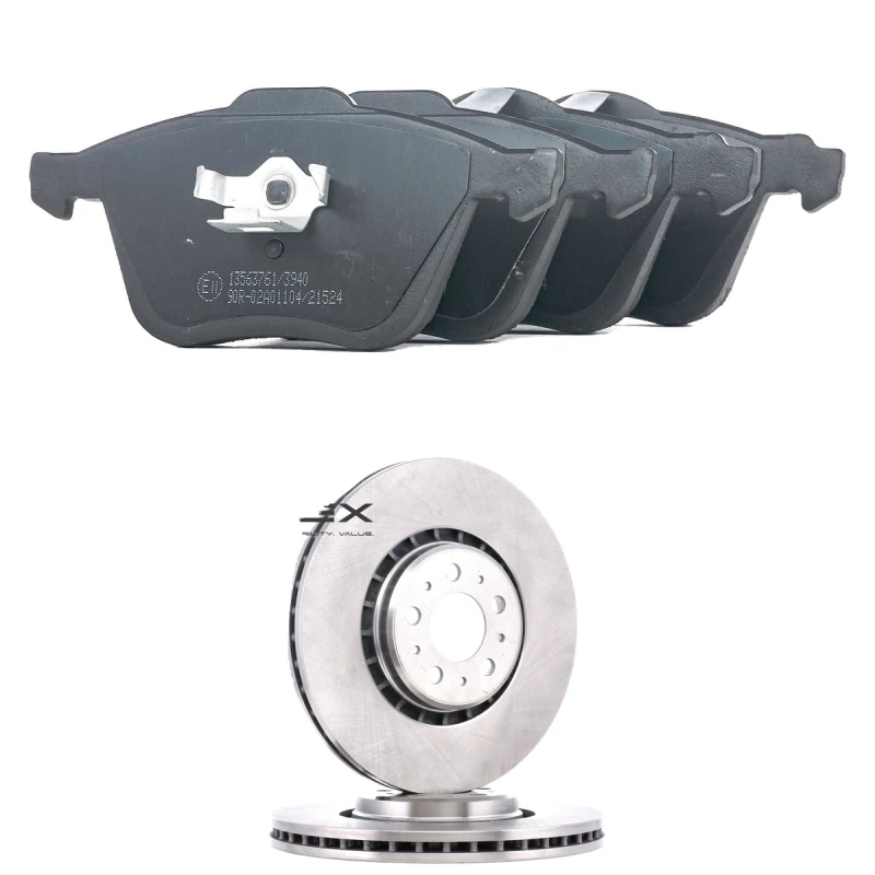 Image of RIDEX 3405B2606 Brake disc and pads set Front Axle, Brake Disc Type: Externally Vented Brake Set,disc brakes (3405)
