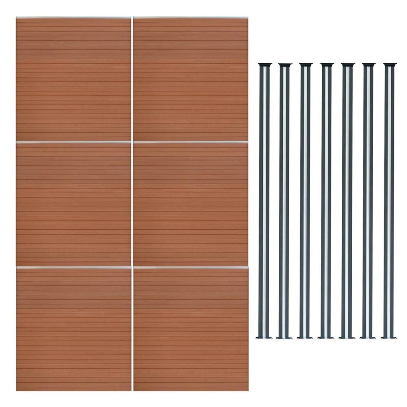 Image of Monstershop Composite Fence Panels & LED Posts 6ft x 34ft - Brown Brown Unisex