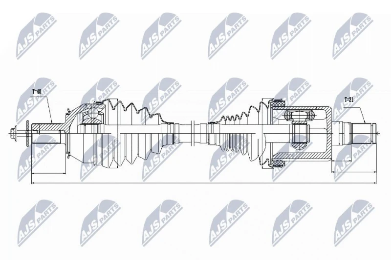 Image of NTY NPW-VV-027 Drive shaft Automatic Transmission, Front Axle Left Drive Shaft (13)