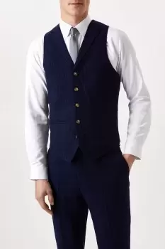 image of Slim Fit Navy Pinstripe Suit Waistcoat