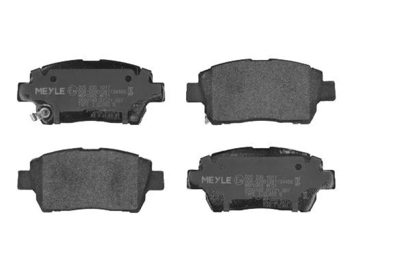 Image of MEYLE 025 235 1017 Brake pad set Front Axle, with acoustic wear warning, Original Quality, with anti-squeak plate Brake Pad Set,disc brake (402)